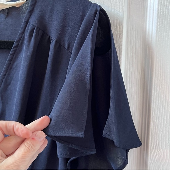 ⭐️ Altar’d State Roxana Navy Wrap Dress Fun and Flirty Size MEDIUM - Picture 9 of 14